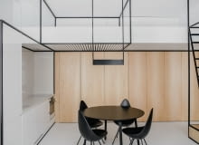 Kuchnia i część jadalniana. 46-metrowe mieszkanie w kamienicy zamienione w nowoczesny apartament