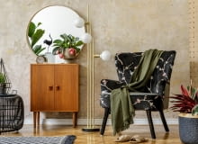 Złota lampa w aranżacji wnętrza Złota lampa w aranżacji wnętrza