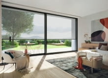 Drzwi przesuwne z zintegrowaną roletą tekstylną Drzwi przesuwne z zintegrowaną roletą tekstylną