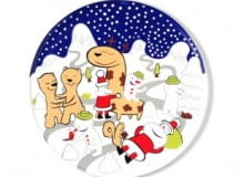 Przyszło nam do głowy, by zaprosić w tym roku na święta gwiazdki, choinki i Mikołajów. Nie do stołu, tylko na... <br /> ŚWIĘTA. Talerz na ciasto, kamionka, 176 zł, Alessi