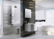 Jet Glass/RAVAK | 8 dysz masujących ciało i deszczownica o śr. 200 mm; termostatyczna bateria. Cena: 3020 zł, www.ravak.pl Jet Glass/RAVAK | 8 dysz masujących ciało i deszczownica o śr. 200 mm; termostatyczna bateria. Cena: 3020 zł, www.ravak.pl