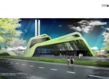 Projekt spalarni - pierwsza nagroda. Autorzy: MANUFAKTURA NR 1 Bogusław Wowrzeczka, TELLER ARCHITEKCI Michał Teller, Filip Łapiński Projekt spalarni - pierwsza nagroda. Autorzy: MANUFAKTURA NR 1 Bogusław Wowrzeczka, TELLER ARCHITEKCI Michał Teller, Filip Łapiński