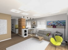 Projekt mieszkania - salon z aneksem