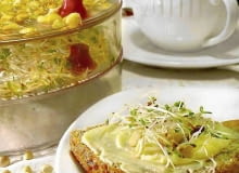 Kiełkownica trójszalkowa. Ma pomysłowy system płukania. Pozwala na jednoczesne przygotowanie trzech porcji różnych kiełków KIELKI FOT. BARBARA LACZYNSKA PUBLIKACJA OGRODY NR 2 (82) - 2.2006 SLOWA KLUCZOWE: ZYWNOSC ZDJĘCIE DO WKŁADKI: PUBLIKACJA OGRODY NR 2 (82) - CZASOPISMA