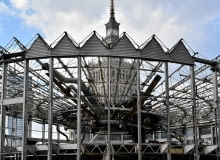 15.03.2017 Warszawa , Rondo Dmowskiego , skrzyzowanie ul. Marszalkowska / Al. Jerozolimskie . Rotunda PKO podczas wyburzania , widać wnetrze budynku . Fot. Franciszek Mazur / Agencja Gazeta SLOWA KLUCZOWE: architektura modernizm