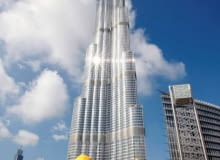 Najwyższy wieżowiec świata Burj Dubai (828 metrów) jeszcze w budowie. Dubaj, największe na Świecie, burj dubai, wieżowce, emiraty arabskie, architektura, Burj Dubai