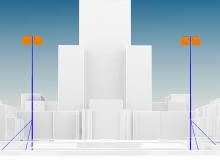 Tyczki wyznaczające plac Centralny Tyczki wyznaczające plac Centralny