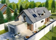 Garaż i wejście od frontu nie są może szczególnie atrakcyjne wizualnie, ale zapewniają mieszkańcom wygodny wjazd i wejście do domu dom jednorodzinny, projekt domu, projekty domów