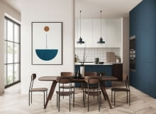 Płyta laminowana Błękit Ciemny U19004 i Kreda U11102 blat Kreda U11102 kolorowe meble kuchenne