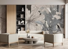 HIBISCUS - blue - tapeta w wielkie kwiaty do salonu lub sypialni HIBISCUS - blue - tapeta w wielkie kwiaty do salonu lub sypialni