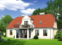 Widok elewacji ogrodowej projekt domu, dwom dworek
