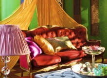 Żywe kolory, ozdobne kształty mebli i dekoracyjnych przedmiotów, blask oraz mnóstwo tkanin - tutaj można się poczuć jak w buduarze księżniczki ze wschodniej bajki. Żywe kolory, ozdobne kształty mebli i dekoracyjnych przedmiotów, blask oraz mnóstwo tkanin - tutaj można się poczuć jak w buduarze księżniczki ze wschodniej bajki.