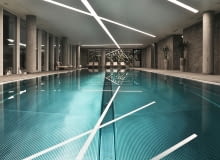 Basen na piętrze rekreacyjnym w apartamentowcu Złota 44. Basen na piętrze rekreacyjnym w apartamentowcu Złota 44.