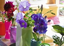 wazon z puszki Bunte Dosen als Vasen, Stepfoto vorhanden SLOWA KLUCZOWE: Blume Blumenvasendosen Chrysantheme Chrysanthemum Deko-Idee Dekoration Dose Farbe f rben floral Florales gef rbt Getr nkedose Idee Kreativ Kreatives Kreativ-Idee Lackspray modern poppig Recycling Selbermachen selbst gemacht Hochformat