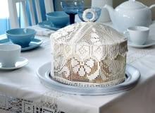 Osłonka w stylu retro. Zrobiony z drutu stelaż obszywamy kawałkami koronki przyciętymi do odpowiedniej wielkości. Uchwyt można zamaskować np. muliną, używając szydełka. Osłonka w stylu retro. Zrobiony z drutu stelaż obszywamy kawałkami koronki przyciętymi do odpowiedniej wielkości. Uchwyt można zamaskować np. muliną, używając szydełka.