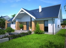 Elewacja od strony ulicy - ciekawie zakomponowane wejście do domu projekty domów
