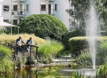 Ogród Wspólnoty Mieszkaniowej 'Pod Brzozami I' i 'Pod Brzozami II' przy al. Komisji Edukacji Narodowej 51 i 53 na Ursynowie - laureat w kategorii 'Firma' w 2015 roku.