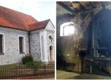 Zabytkowy kościół we Florczakach po pożarze Zabytkowy kościół we Florczakach po pożarze