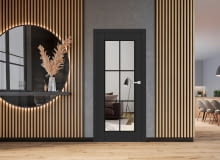 Model Miskant w kolorze czarny ST CPL; duże przeszklenie z ozdobnymi szprosami stanowi ozdobę całego wnętrza. Model Miskant w kolorze czarny ST CPL; duże przeszklenie z ozdobnymi szprosami stanowi ozdobę całego wnętrza.