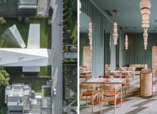 Z lewej: Dom Kwadrantowy. Proj. Robert Konieczny KWK Promes; Z prawej: Restauracja Opasły Tom. Proj. BUCK.STUDIO