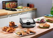 Gofrownica SNACK COLLECTION, na 6 gofrów, wymienne płyty, moc 700 W, 299 zł, Tefal Gofrownica SNACK COLLECTION, Tefal