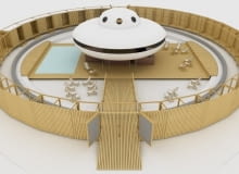 Pawilon jak statek kosmiczny (UFO) na placu Na Rozdrożu, proj. EXYZT