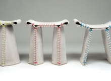 Zszywany Beton, stołek, projekt: Florian Schmid