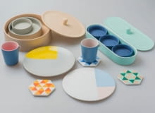 Gathering Party Ware - zestaw pastelowych naczyń. Proj. Chi and Chi Studio dla Saniyo naczynia, ceramika, pastele