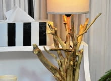 Ekologiczna lampa stołowa wykonana z gałęzi. diy, lampa z patyków