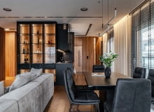 Aranżacja 115-metrowego apartamentu - drewno i czarny kolor Aranżacja 115-metrowego apartamentu - drewno i czarny kolor