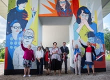 Osłonięcie muralu 'Kobiety Wolności' na przystanku PKM Gdańsk Strzyża. Osłonięcie muralu 'Kobiety Wolności' na przystanku PKM Gdańsk Strzyża.