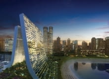 Marina and Beach Towers projektu Oppenheim, które mają powstać do 2012 roku w Zjednoczonych Emiratach Arabskich zrównoważone budownictwo, zjednoczone emiraty arabskie, nietypowe, oppenheim, wieżowce