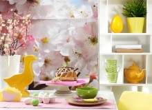 Zapraszamy do stołu. Regał - 2100 zł, stół rozkładany - 4095 zł, BoConcept; fototapeta - 139 zł (368 x 254 cm), Leroy Merlin; krzesło - 59,99 zł. Na stole: wazon - 39,90 zł, duży talerz - 7,99 zł, IKEA; sztuczne gałązki - 15 zł/szt., bieżnik - 39 zł, Hemtex; miseczka - 42 zł, talerzyk - 51 zł, Kuchniasklep; patera - 119 zł, skarbonka-kaczka - 89 zł, sztućce - 47 zł/4 szt., Red Onion; pojemnik na jajka - 39 zł, Seletti. Na regale: jajka na patykach - 3 zł/szt., świeca-jajko - 29 zł, Aga Flowers, wazon - 19,99 zł, doniczka - 5,99 zł, sztuczny kwiat - 15,99 zł, IKEA; kubki - 7,90 zł/szt., Flo; imbryk - 319 zł, Kuchniasklep.