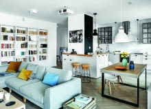 Kuchnia to udany miks nowoczesnego wnętrza z nutą skandynawskiej przytulności i z industrialnymi akcentami.