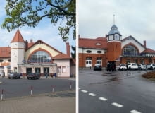 Dworzec kolejowy w Kołobrzgu przed i po remoncie. Dworzec kolejowy w Kołobrzgu przed i po remoncie.