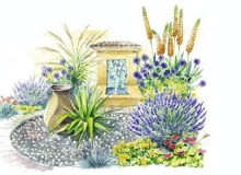 Do ogrodów w stylu śródziemnomorskim poleca się rośliny znoszące okresy suszy.