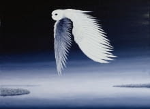 Lecąca sowa, 160 x 120 cm, olej na płótnie, 2015 Rafał Borcz