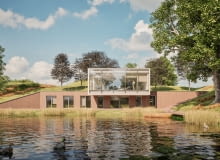 Dom nad fosą - fort X w Toruniu.  Widok od frontu