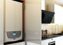 Kocioł dwufunkcyjny można ukryć w szafce kuchennej kocioł dwufunkcyjny