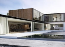 Budynek z drewnianymi panelami Budynek z drewnianymi panelami