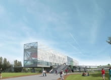 Wizualizacja kładki. Widok od strony parku. Wizualizacja kładki. Widok od strony parku.