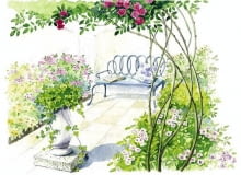 Głównymi bohaterkami tradycyjnych ogrodów romantycznych są róże - nie tylko na rabatach, ale także pergolach, płotach, gankach.