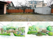 Projekty ogrodu między garażami