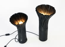 "Pressed wood black" lampa stołowa wymiary: 17cm x 45cm