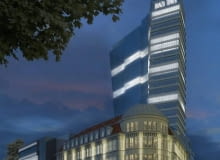 Rozpoczyna się budowa nowego wieżowca w Szczecinie. Obiekt wyróżniający się dynamiczną i nowoczesną formą ma stanowić ważny akcent w panoramie miasta. Wizualizacja wieżowca Hanza Tower, który powstanie w Szczecinie u zbiegu ul. Odzieżowej i Al. Wyzwolenia