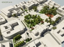 Wizualizacja placu Litewskiego po przebudowie. Widok znad pl. im. o. Krapca wizualizacja plac litewski remont rewitalizacja przebudowa