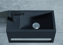 Umywalka ścienna Bernstein BA18 czarny kwarc z konsolą ścienną. Umywalka ścienna Bernstein BA18 czarny kwarc z konsolą ścienną.