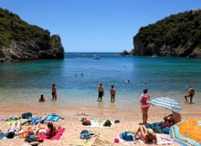 09.07.2014 Grecja , wyspa Korfu . Plaza w miejscowosci Paleokastritsa . Fot. Waldemar Gorlewski / Agencja Gazeta SLOWA KLUCZOWE: corfu opalanie - opalenizna wypoczynek wakacje turystyka skaly