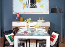 16.07.2010 WARSZAWA , WNETRZA - JADALNIA , SESJA KOLOR I WZOR , TEMAT GEOGRAFIA ( MAPY ) ,