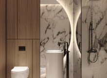 Drewno i kamień – pozornie skrajne materiały łączą się ze sobą idealnie. Im bardziej oryginalny kamień, tym lepiej. I półokrągłe lustro marki GieraDesign. Drewno i kamień – pozornie skrajne materiały łączą się ze sobą idealnie. Im bardziej oryginalny kamień, tym lepiej. I półokrągłe lustro marki GieraDesign.